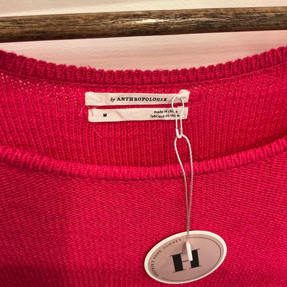 Anthropologie pretty bright pink crew Neck Sweater - Picture 5 of 6